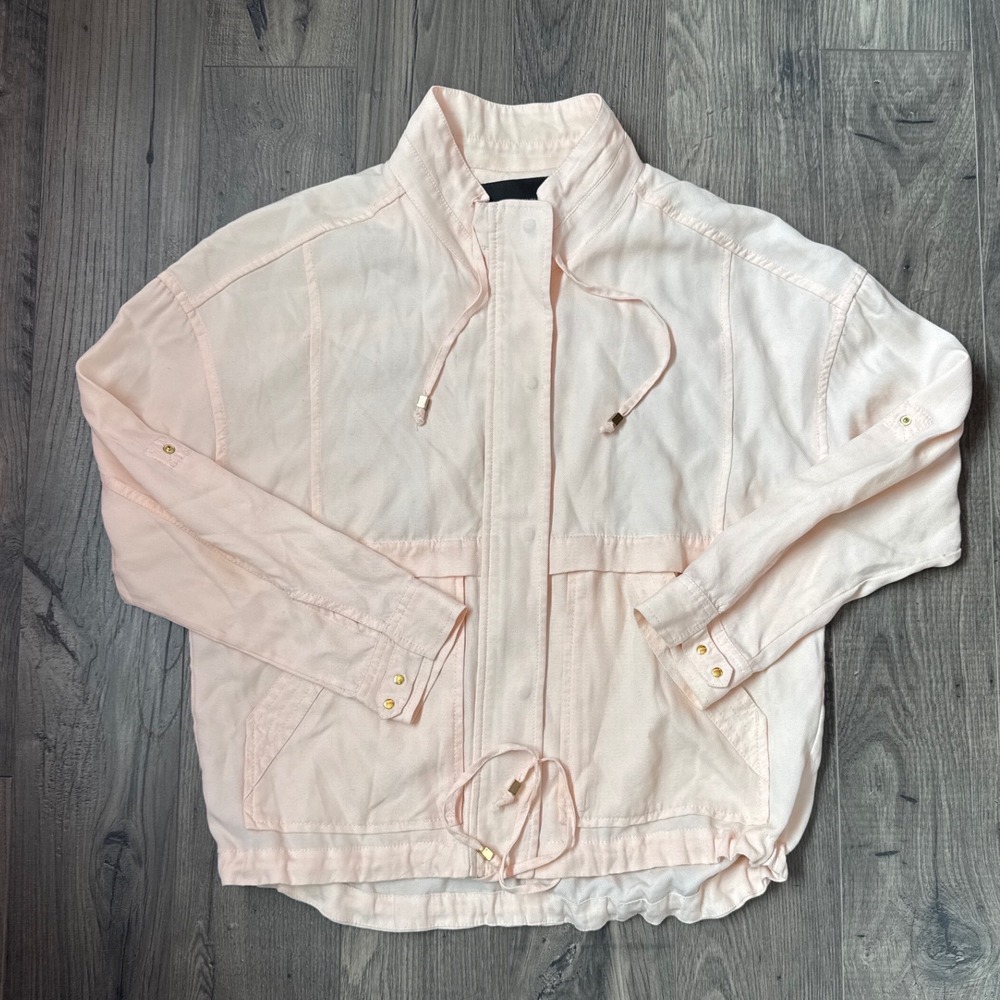 Banana Republic‎ Womens Pink Lyocell Utility Jacket Small Roll Tab Sleeve Safari